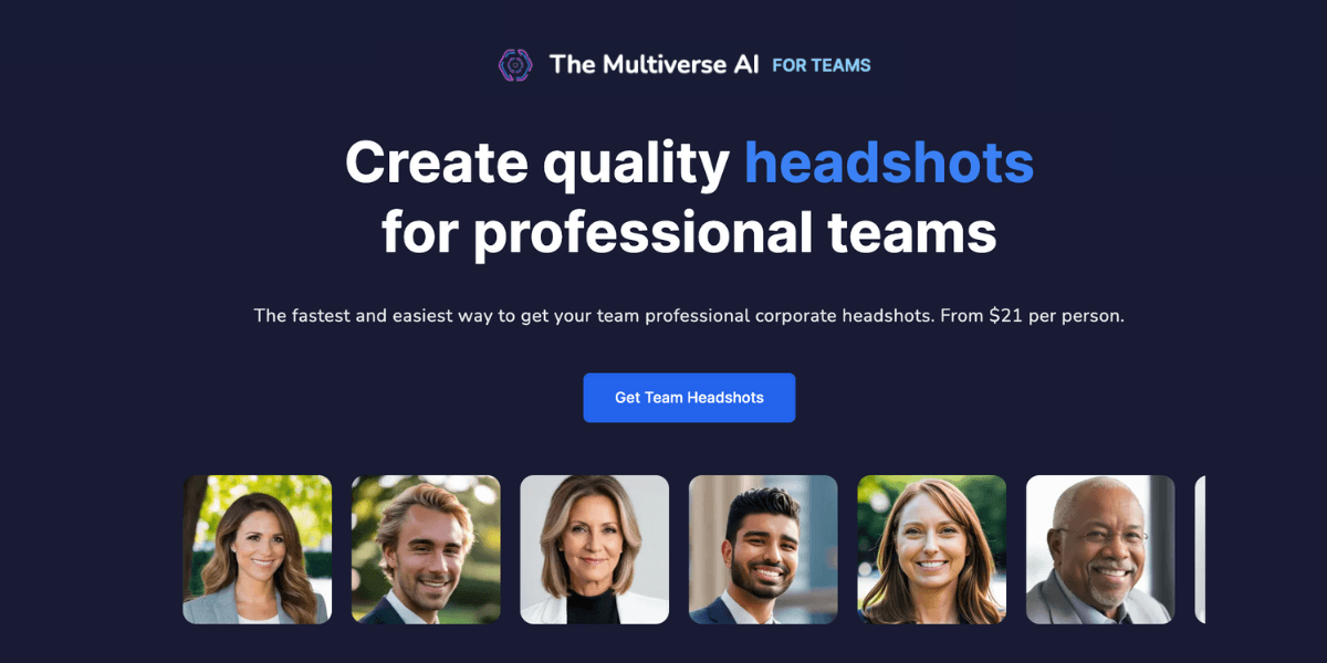 Create quality headshots for your entire team with the Multiverse AI